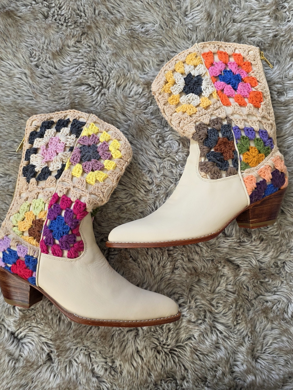 Free People X Momo New York Selina Crochet Western Boots Women's Eu Size 38